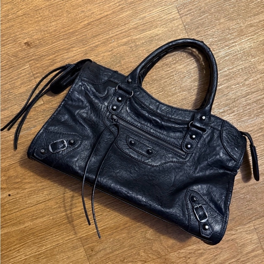 Black Leather Crossbody Bag - Women